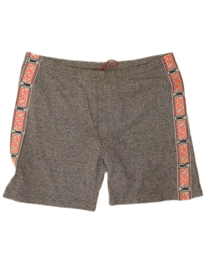 Asics Mens Graphic Sport Shorts Large Grey Colourblock Cotton