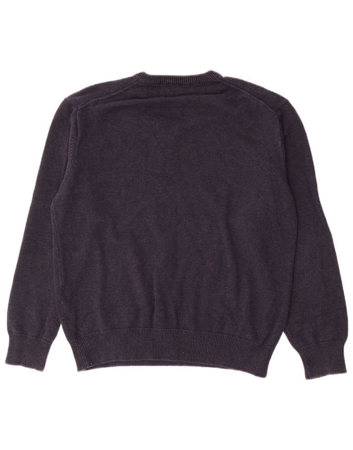 Gant Mens V-Neck Jumper Sweater Large Navy Blue Cotton