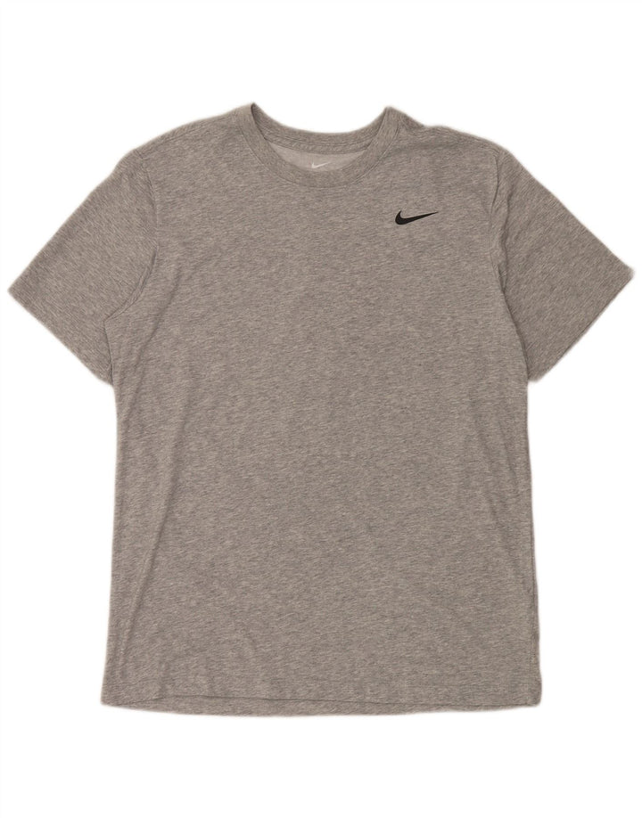 NIKE Mens Dri Fit T-Shirt Top Medium Grey Cotton