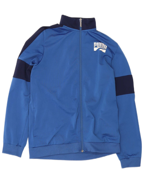 Puma Boys Graphic Tracksuit Top Jacket 15-16 Years Blue Colourblock