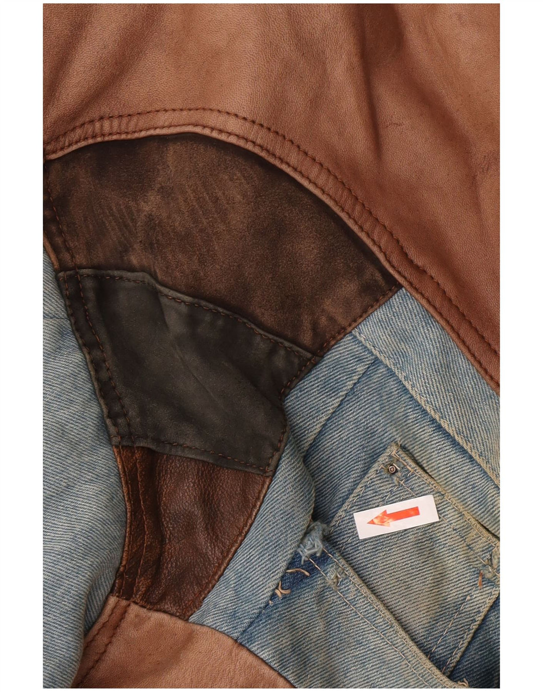 Vintage Mens Bomber Leather Jacket UK 42 XL Brown Patchwork Leather