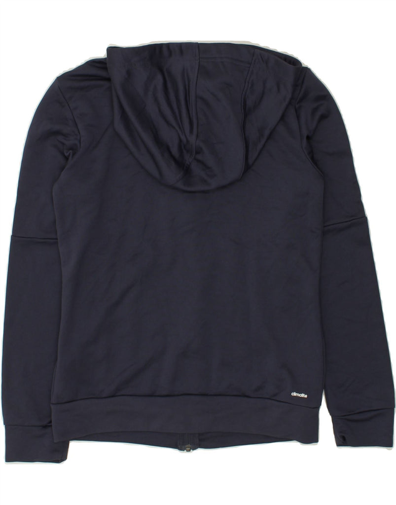 ADIDAS Womens Zip Hoodie Sweater UK 12-14 Medium  Navy Blue Polyester | Vintage Adidas | Thrift | Second-Hand Adidas | Used Clothing | Messina Hembry 