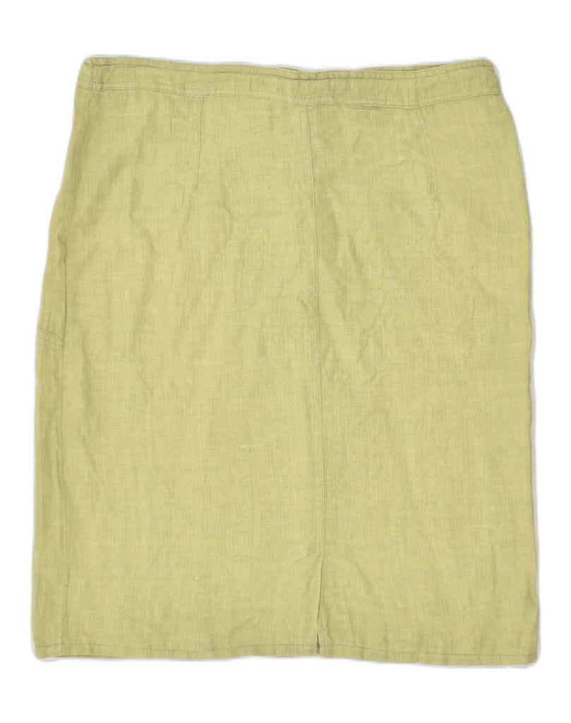 VINTAGE Womens Straight Skirt UK 10 Small W28 Green Linen | Vintage Vintage | Thrift | Second-Hand Vintage | Used Clothing | Messina Hembry 