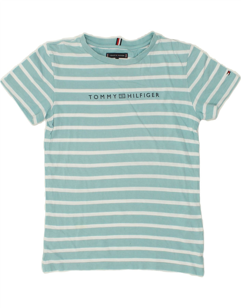 TOMMY HILFIGER Boys T-Shirt Top 11-12 Years Blue Striped Cotton | Vintage Tommy Hilfiger | Thrift | Second-Hand Tommy Hilfiger | Used Clothing | Messina Hembry 