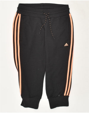 ADIDAS Womens Climalite Capri Tracksuit Trousers Joggers UK 4 6 XS Black Vintage Second Hand Clothing Online Messina Hembry