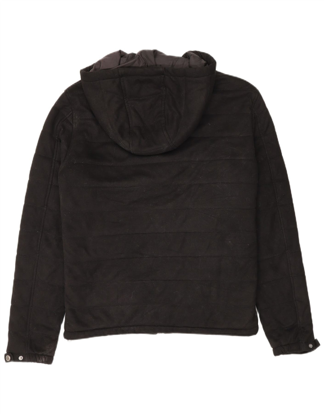 Zara Mens Hooded Padded Jacket UK 38 Medium Black Polyester