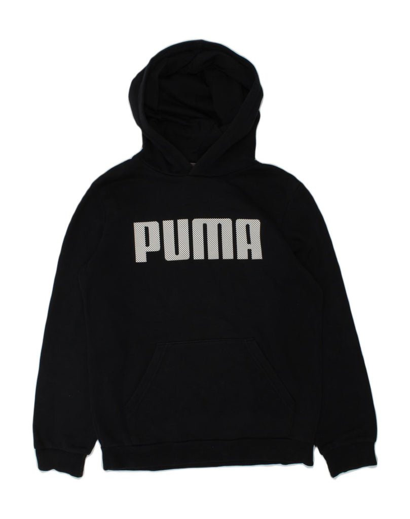 PUMA Boys Graphic Hoodie Jumper 11-12 Years Black Cotton | Vintage Puma | Thrift | Second-Hand Puma | Used Clothing | Messina Hembry 