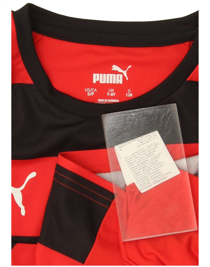 PUMA Boys T-Shirt Top 7-8 Years Red Striped Polyester