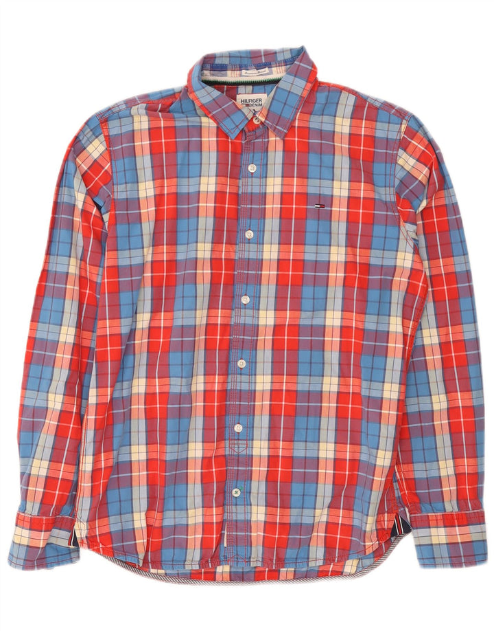Tommy Hilfiger Mens Shirt Large Red Check Cotton