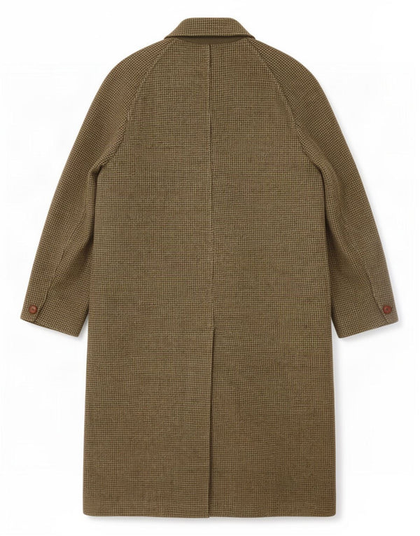 MEAKERS Of PICCADILLY Mens Overcoat UK 38 Medium Brown Check Wool