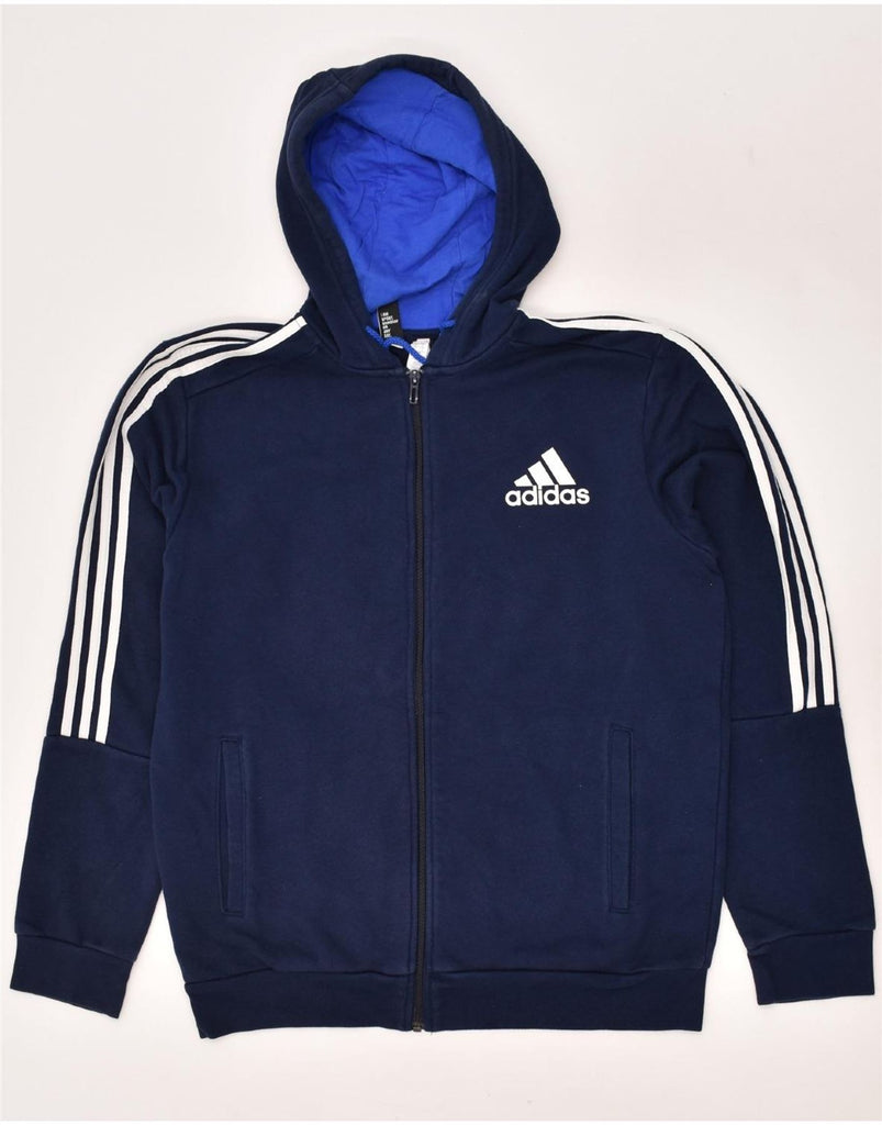 ADIDAS Mens Zip Hoodie Sweater Large Navy Blue Cotton | Vintage Adidas | Thrift | Second-Hand Adidas | Used Clothing | Messina Hembry 