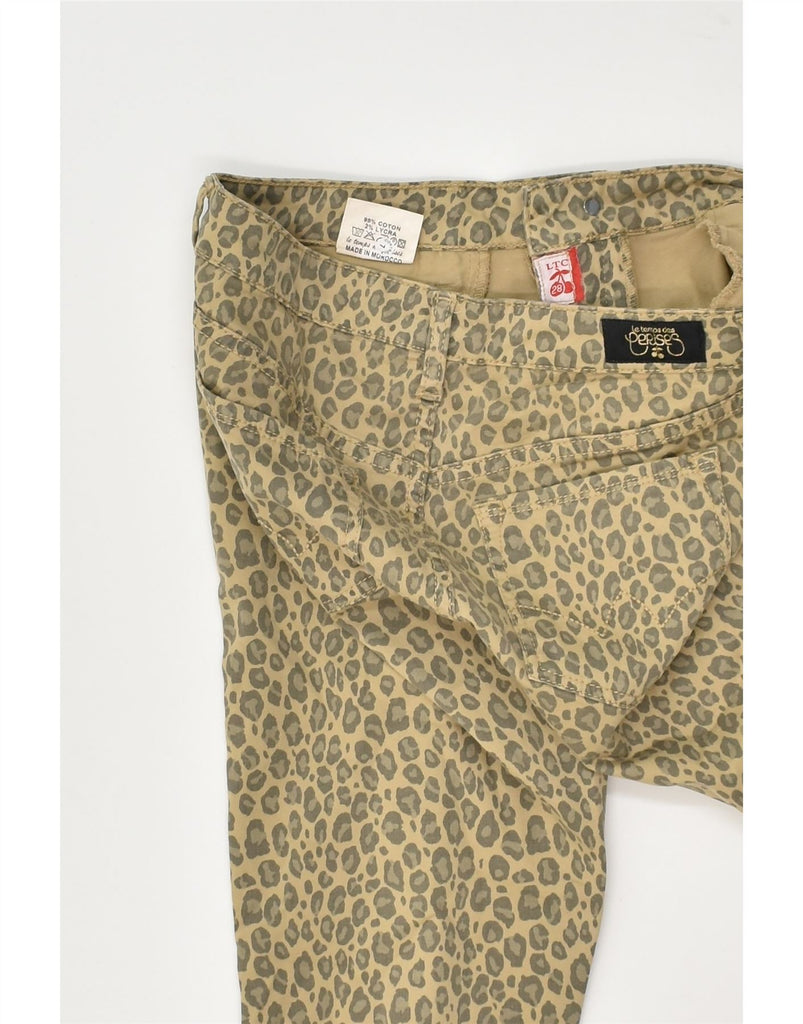 VINTAGE Womens Skinny Casual Trousers W28 L31 Beige Animal Print Cotton | Vintage Vintage | Thrift | Second-Hand Vintage | Used Clothing | Messina Hembry 