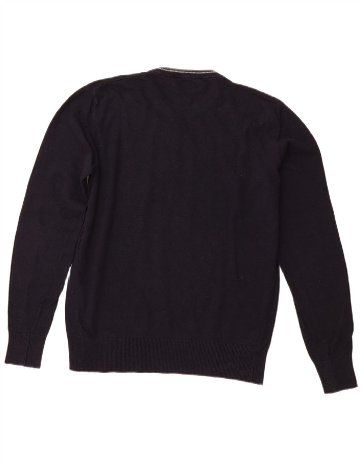 ARMANI JEANS Mens Crew Neck Jumper Sweater Medium Navy Blue Viscose