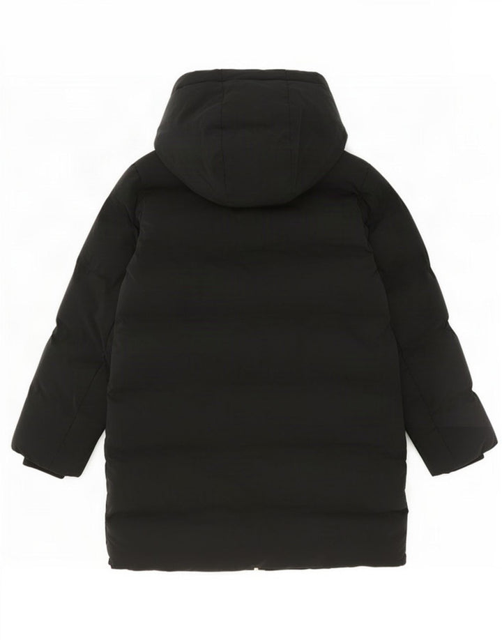 Zara Womens Hooded Padded Coat UK 14 Medium Black Polyester