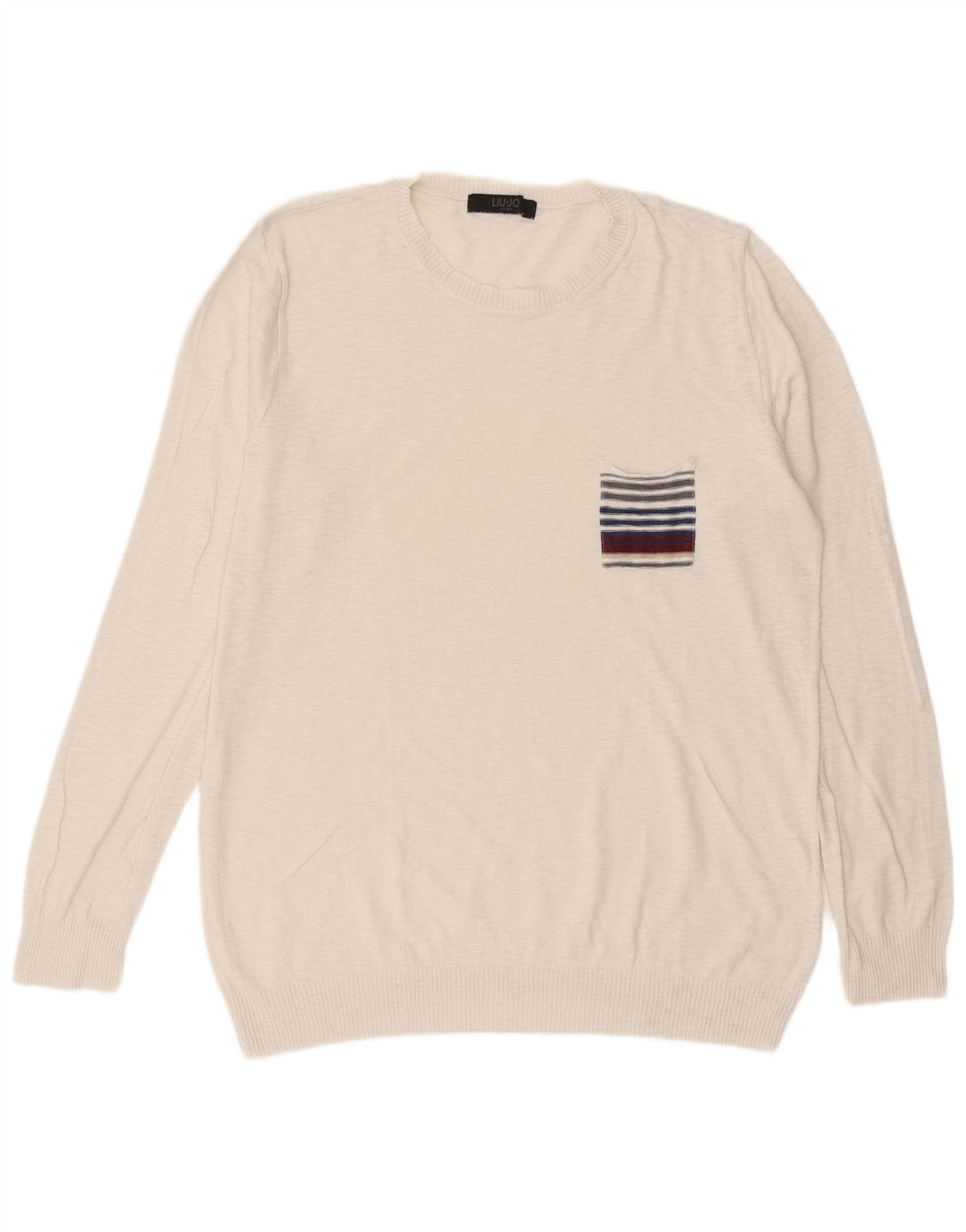 Liu Jo Mens Crew Neck Jumper Sweater Large White