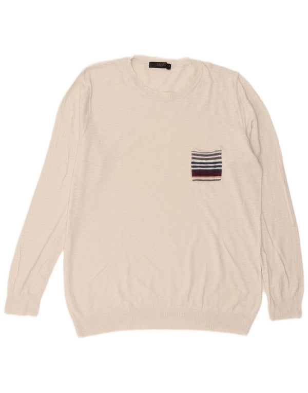 Liu Jo Mens Crew Neck Jumper Sweater Large White