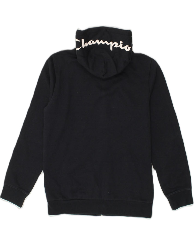 CHAMPION Girls Graphic Zip Hoodie Sweater 13-14 Years XL Navy Blue Cotton | Vintage Champion | Thrift | Second-Hand Champion | Used Clothing | Messina Hembry 