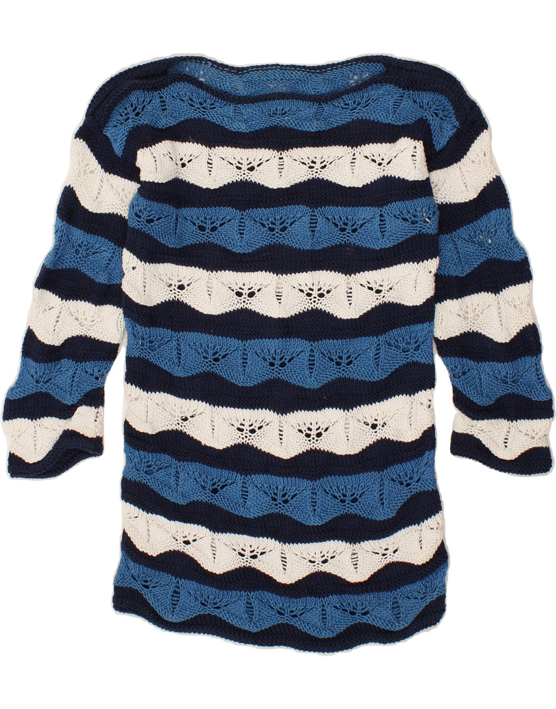 VINTAGE Womens Boat Neck Jumper Sweater UK 12 Medium Multicoloured Striped Vintage Vintage and Second-Hand Vintage from Messina Hembry 