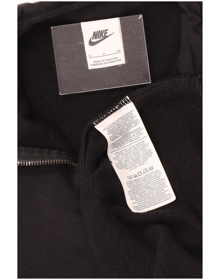 NIKE Mens Loose Fit Zip Neck Sweatshirt Jumper Small Black Cotton