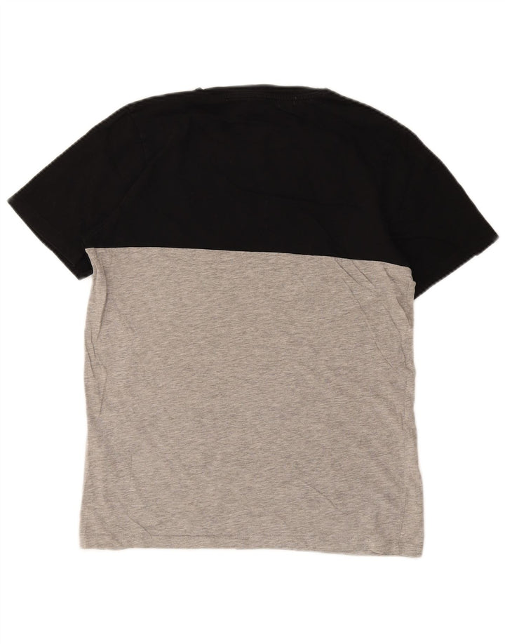 JACK & JONES Mens Graphic T-Shirt Top Medium Black Colourblock Cotton
