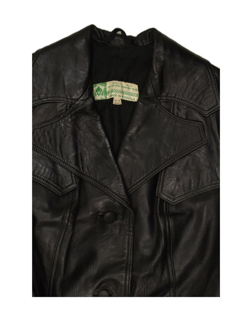 VINTAGE Womens Leather Coat UK 12 Medium Black | Vintage Vintage | Thrift | Second-Hand Vintage | Used Clothing | Messina Hembry 