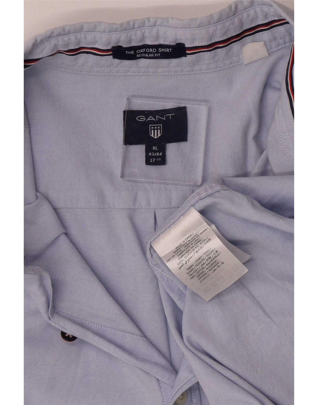 Gant Mens Regular Fit Shirt Size 17 1/2 XL Blue Cotton