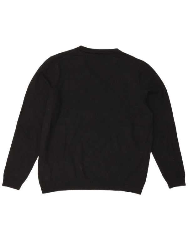 Hugo Boss Boys V-Neck Jumper Sweater 15-16 Years XL Black Virgin Wool