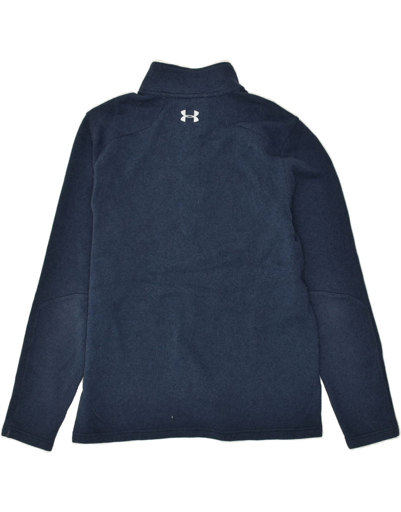 UNDER ARMOUR Mens Button Neck Sweatshirt Jumper Large Navy Blue Polyester | Vintage Under Armour | Thrift | Second-Hand Under Armour | Used Clothing | Messina Hembry 