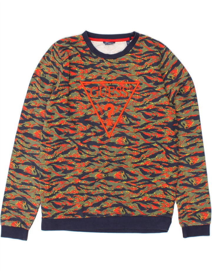 GUESS Boys Graphic Sweatshirt Jumper 13-14 Years Navy Blue Cotton Vintage Guess and Second-Hand Guess from Messina Hembry 