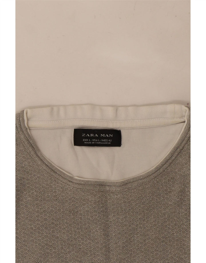 ZARA Mens T-Shirt Top Large Grey