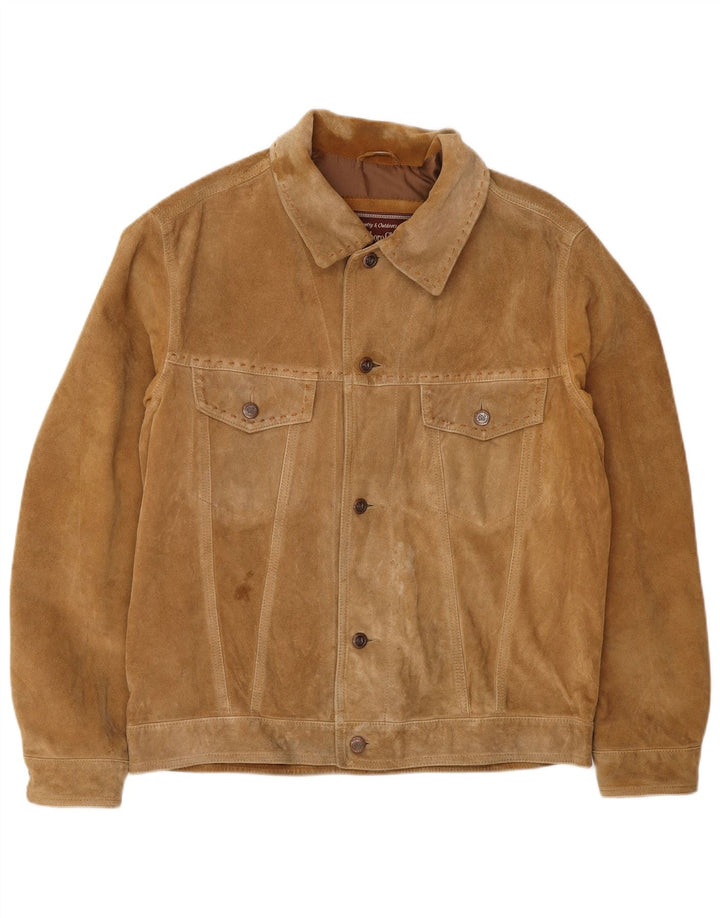 Marlboro Classics Mens Suede Jacket UK 40 Large Beige Leather