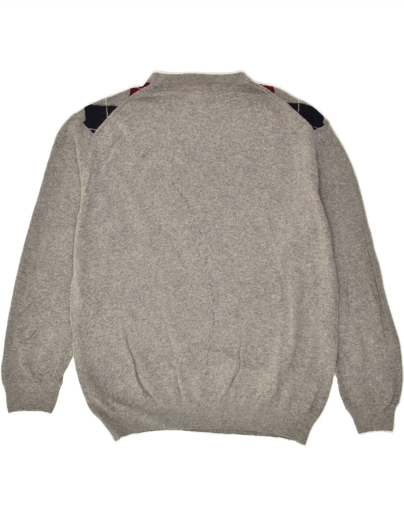 RIFLE Mens Crew Neck Jumper Sweater XL Grey Argyle/Diamond Wool | Vintage Rifle | Thrift | Second-Hand Rifle | Used Clothing | Messina Hembry 