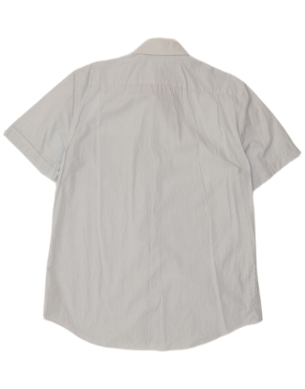 Lacoste Mens Short Sleeve Classic Fit Shirt Size 42 Large Blue Pinstripe