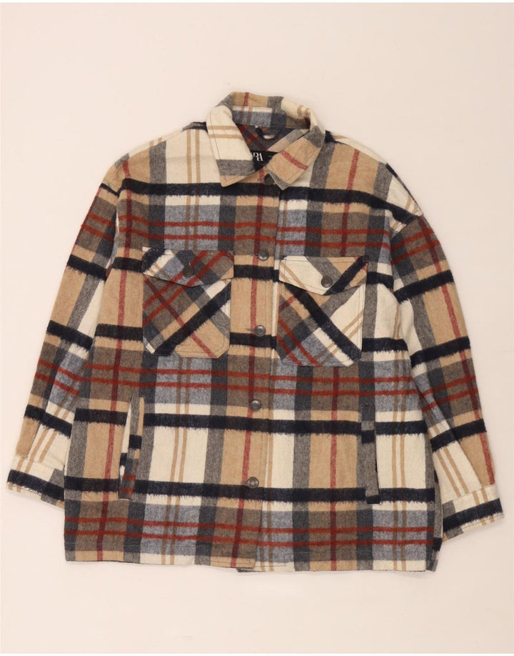 Zara Womens Oversized Flannel Shirt UK 14 Medium Multicoloured Check