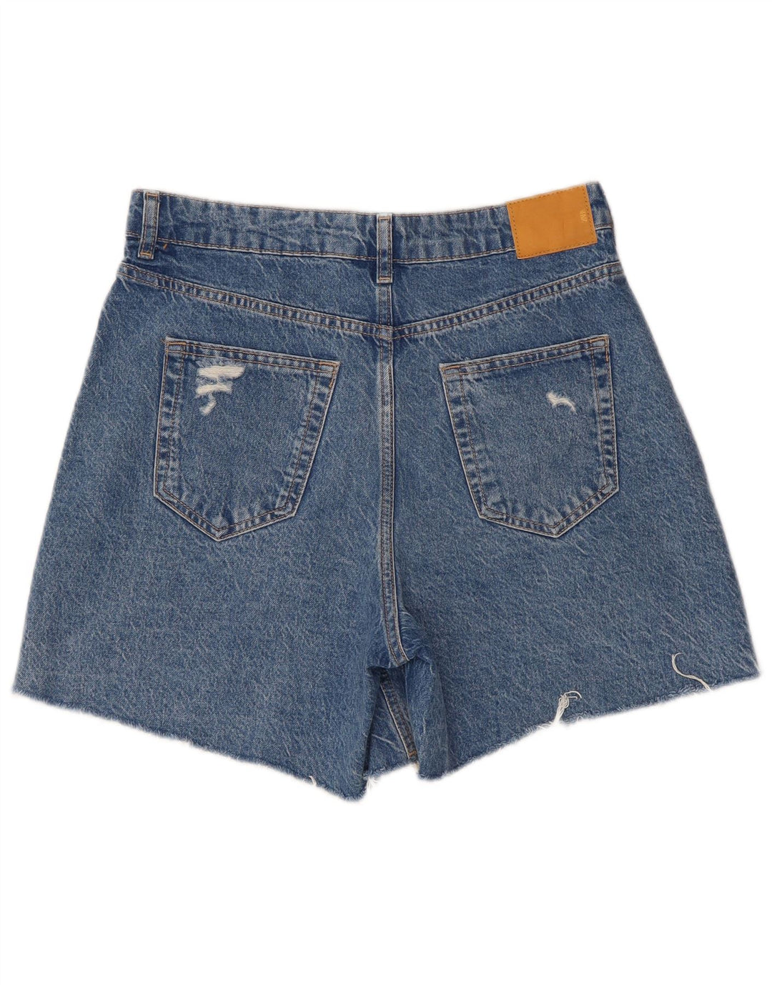 Zara Womens High Waist Distressed Denim Shorts W30 Medium Blue