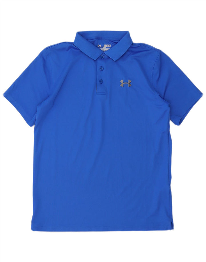 UNDER ARMOUR Boys Heat Gear Polo Shirt 13-14 Years XL Blue Polyester