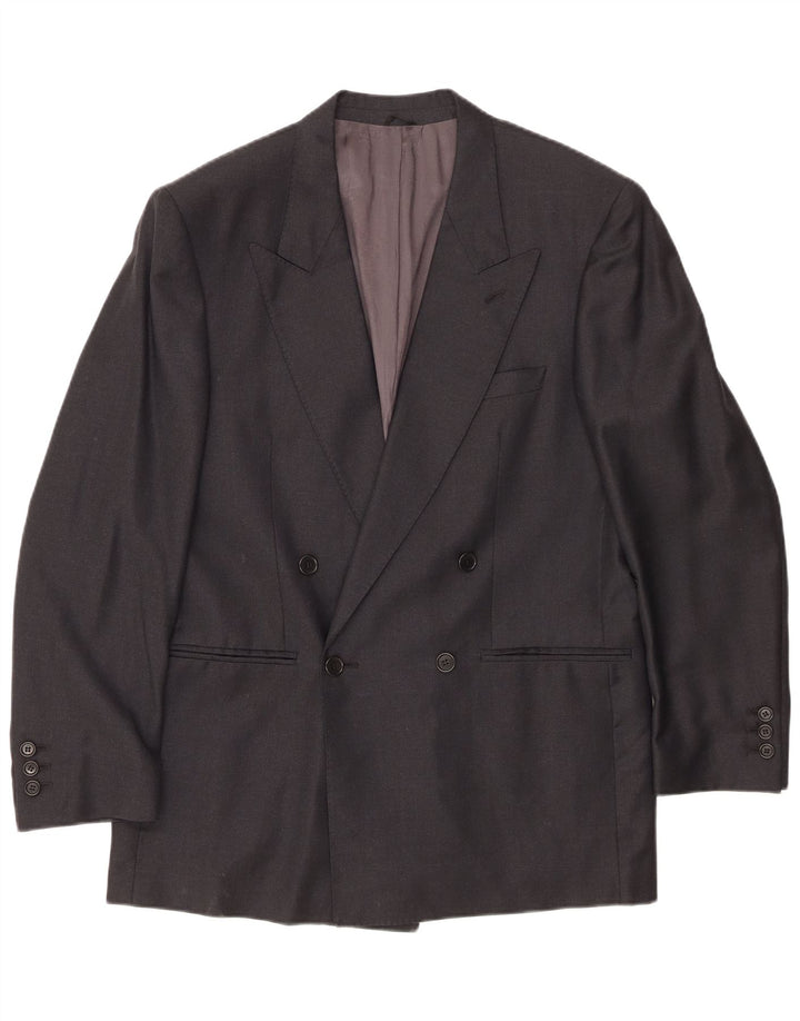 Ermenegildo Zegna Mens Double Breasted Blazer Jacket IT 48 Medium Black