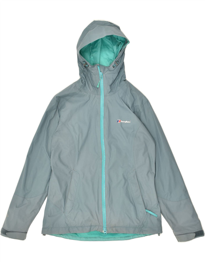 BERGHAUS Womens Hooded Rain Jacket UK 12 Medium  Blue Polyester | Vintage Berghaus | Thrift | Second-Hand Berghaus | Used Clothing | Messina Hembry 
