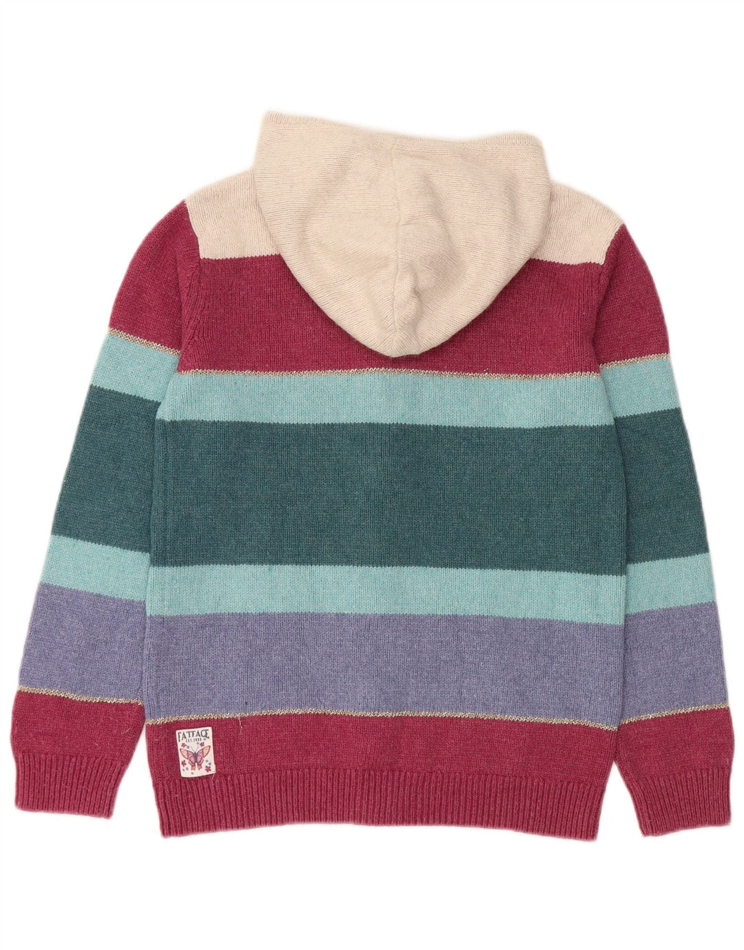 FAT FACE Girls Hooded Cardigan Sweater 12-13 Years Multicoloured Striped