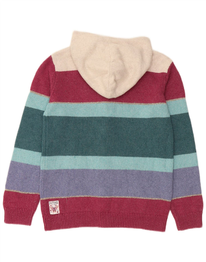 FAT FACE Girls Hooded Cardigan Sweater 12-13 Years Multicoloured Striped