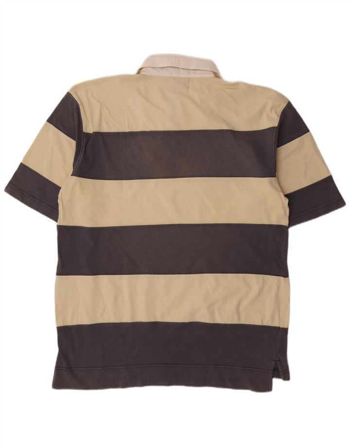 Kappa Mens Polo Shirt Large Beige Striped Cotton