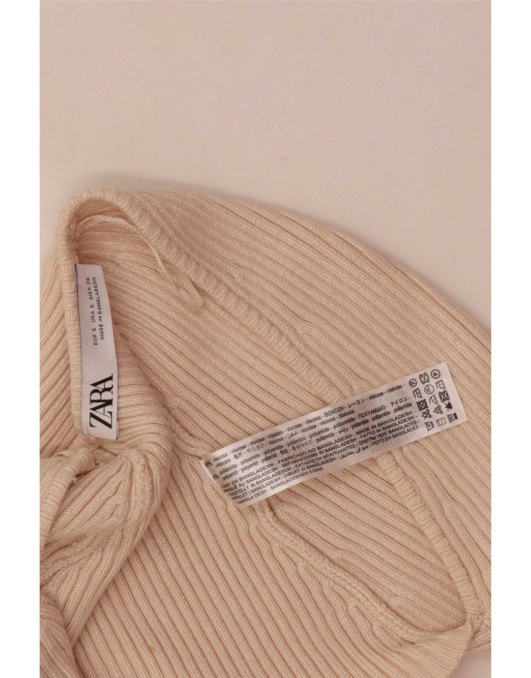 Zara Womens Bolero Top UK 8 Small Beige Viscose
