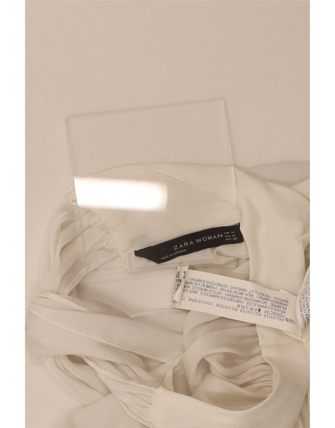 Zara Womens Long Sleeve Blouse Top UK 12 Medium White Polyester