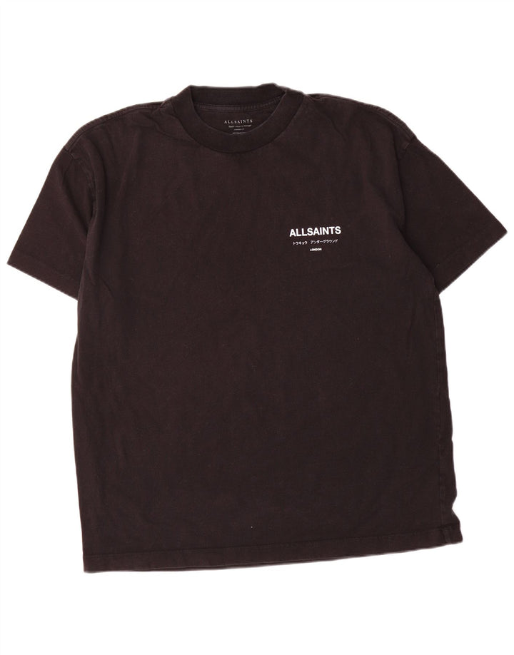 All Saints Mens Oversized Graphic T-Shirt Top Small Black Cotton