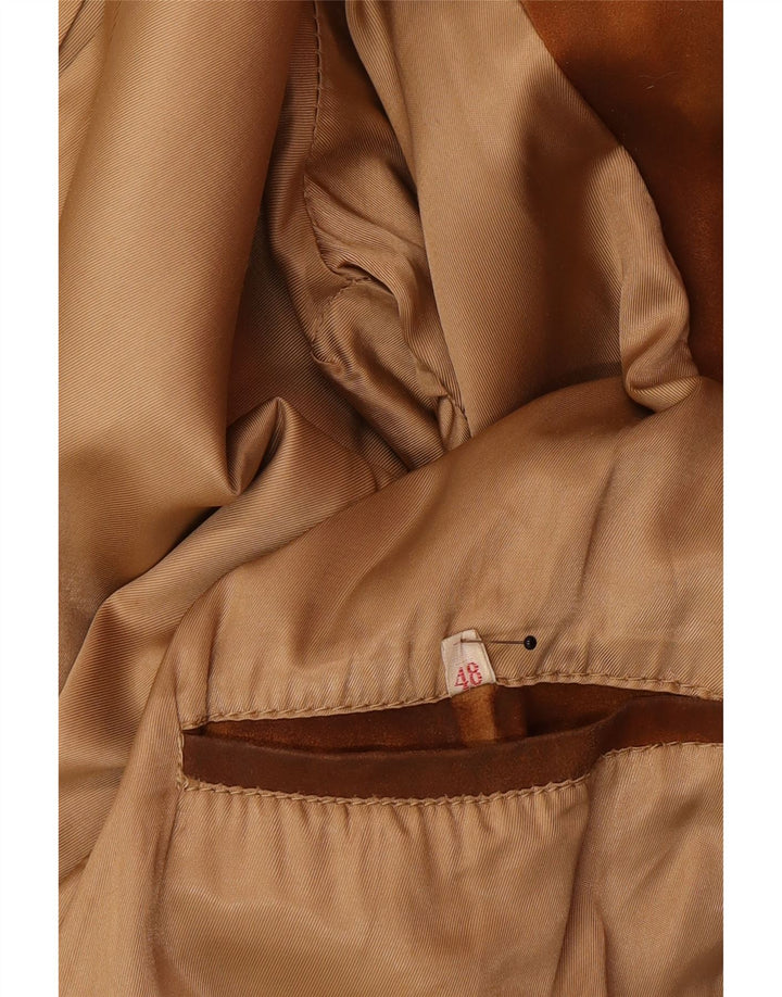 Vintage Mens Suede Bomber Jacket IT 48 Medium Brown
