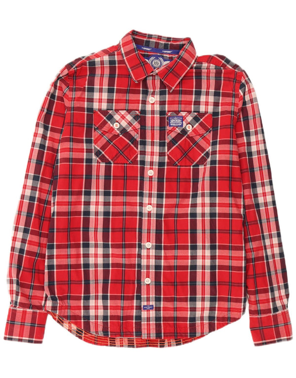 Superdry Mens Shirt XL Red Plaid Cotton