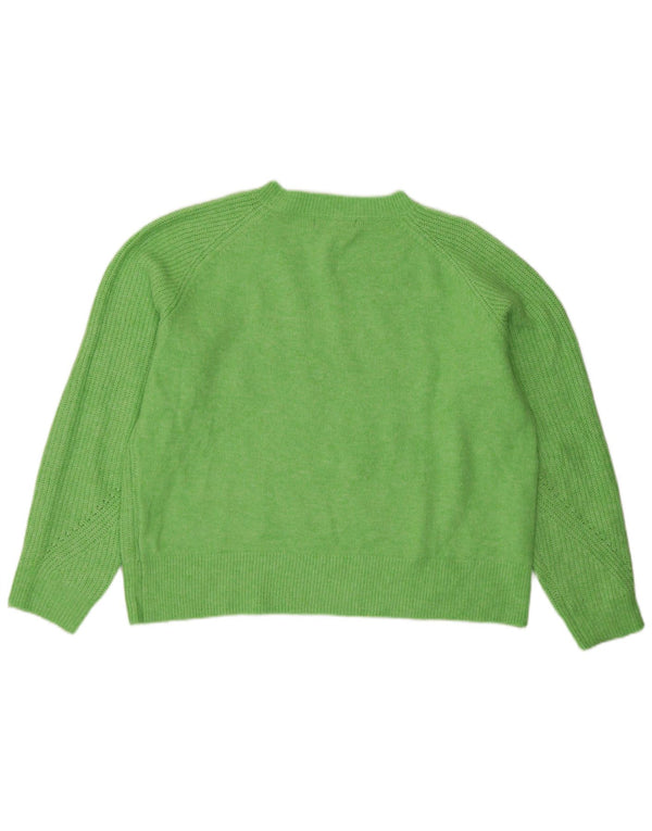 Marks & Spencer Womens Boat Neck Jumper Sweater UK 16 Large Green Acrylic