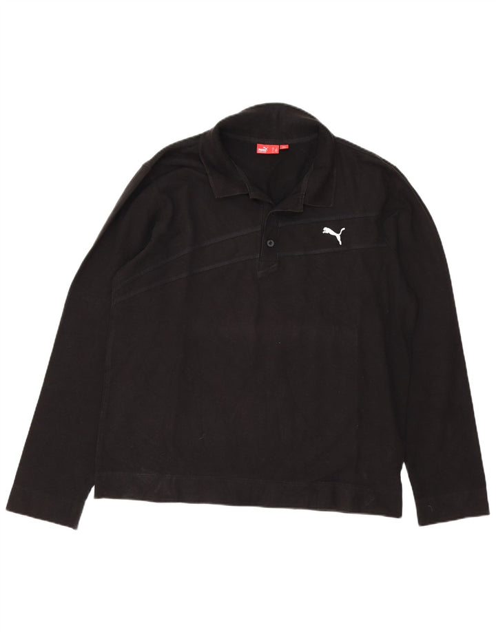 Puma Mens Long Sleeve Polo Shirt Large Black Cotton