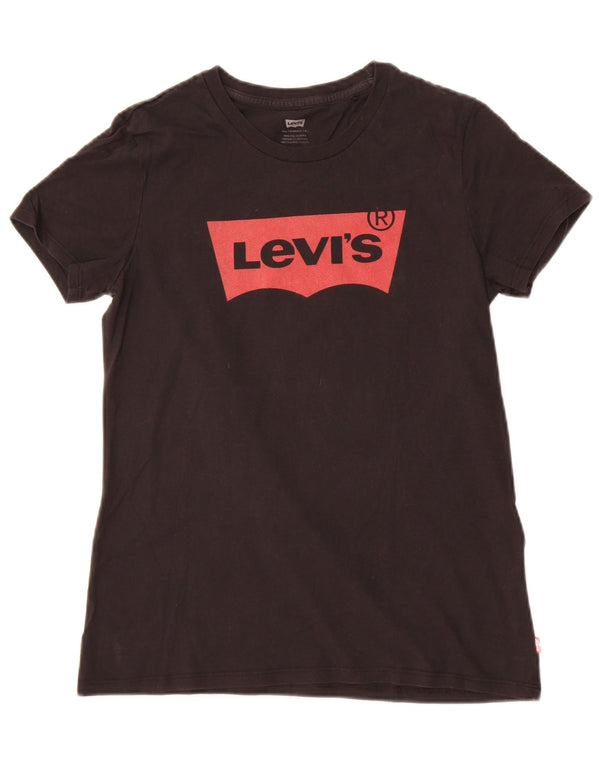 Levi's Womens Graphic T-Shirt Top UK 10 Small Black Cotton
