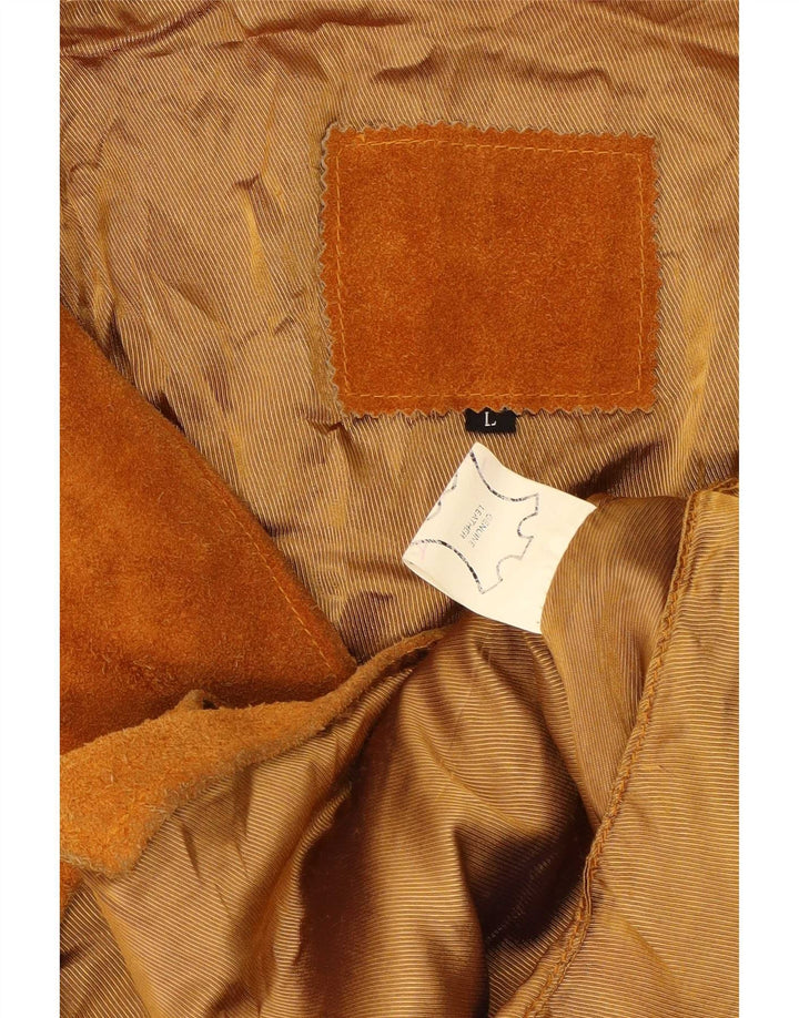 Vintage Mens Suede Waistcoat Large Brown Leather